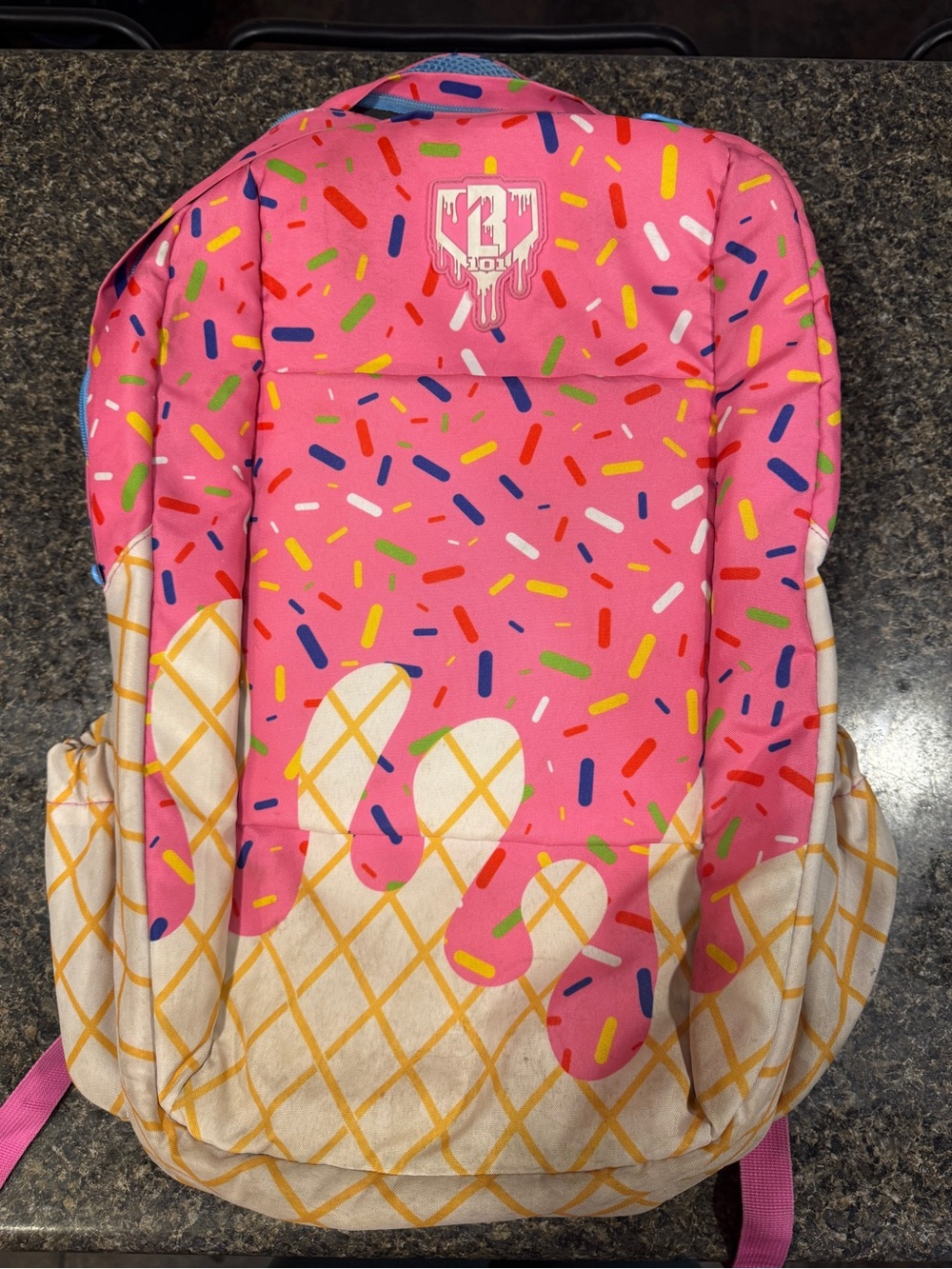 Pink Ice Cream Cone Kids Backpack with Sprinkles